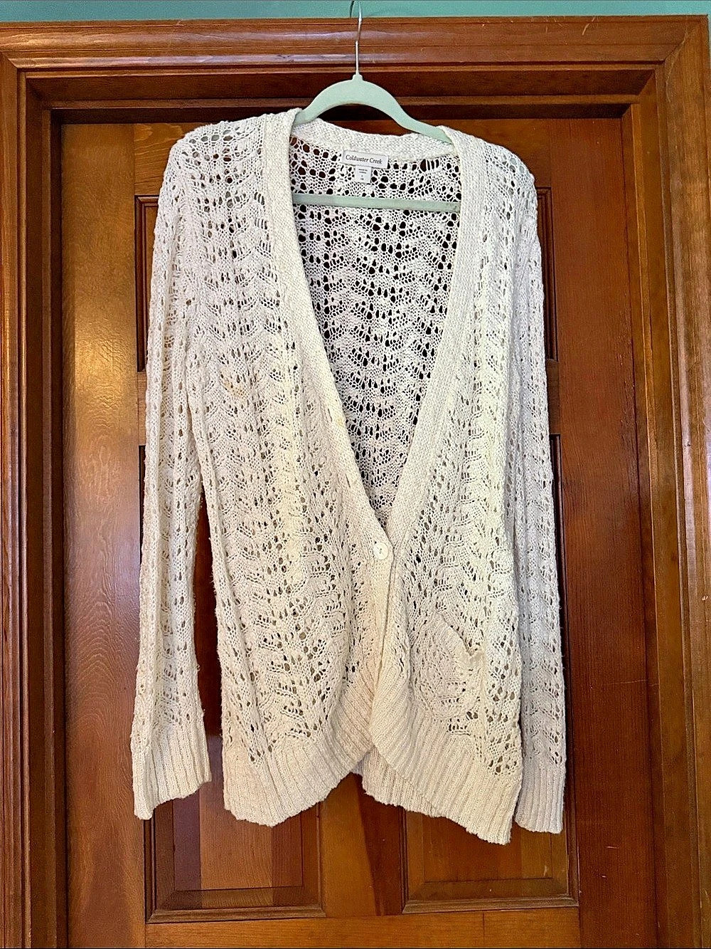 Coldwater Creek Open Knit Cardigan White Size Large Like New
